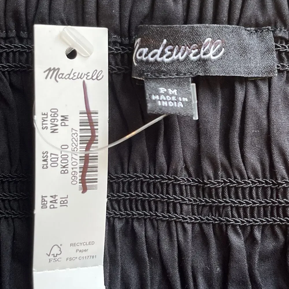 NWT Madewell Dress Size Petite Medium Poplin Smocked Maxi Black NV960 - Picture 8 of 8